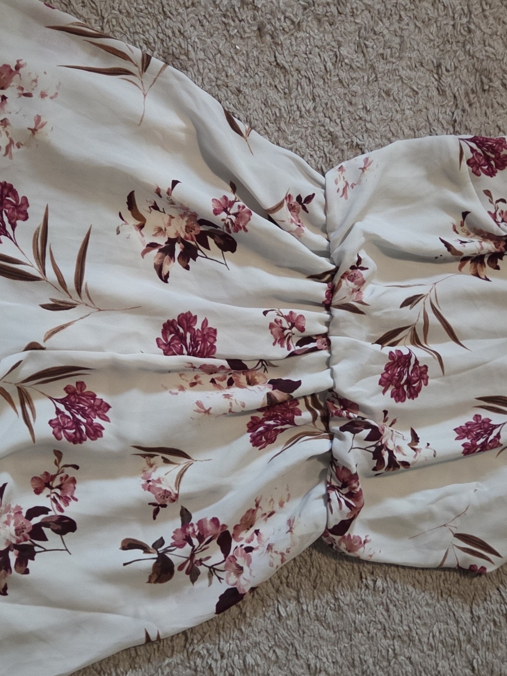 Lush White Top with Pink Floral Accents